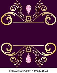 Golden frame gemstone element vector