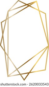 Golden frame with geometric and polygonal shapes creating a modern and elegant design, ideal for invitations, cards, posters, and other graphic design projects