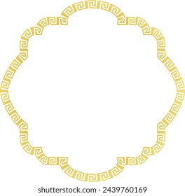 Golden frame Greek meander Square shape horizontal Frame vintage Greek key pattern Greek fret Luxury gold picture frame golden borders retro badge decorative retro badge element
