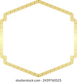 Golden frame Greek meander Square shape horizontal Frame vintage Greek key pattern Greek fret Luxury gold picture frame golden borders retro badge decorative retro badge element