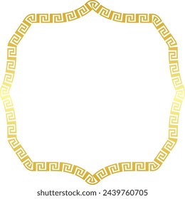 Golden frame Greek meander Square shape horizontal Frame vintage Greek key pattern Greek fret Luxury gold picture frame golden borders retro badge decorative retro badge element