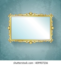 Golden frame. Hand drawn vector illustration.