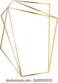 Golden frame with irregular geometric lines creating an elegant design for invitations, posters, and social media posts, adding a touch of sophistication and modern style