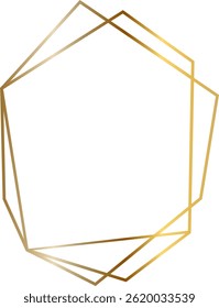 Golden frame with irregular geometric shape creating elegant design, perfect for invitations, cards or any design project requiring a touch of sophistication and modernity