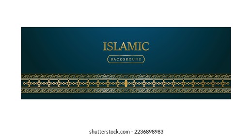 Golden frame islamic banner template background