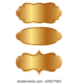 Golden frame isolated on white background. Classic style composition. Blank picture frame template. Modern design element for you product mock-up or presentation.
