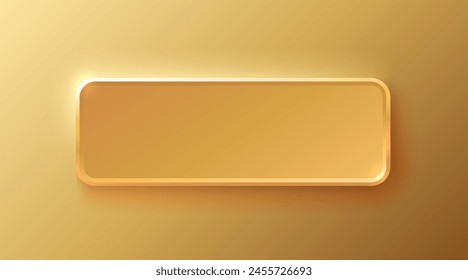 Golden frame label, event bar button, gold signboard. Vector illustration