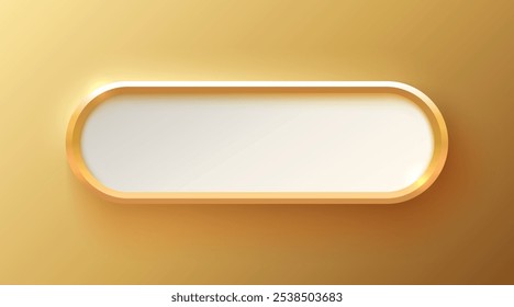 Golden frame label, event bar button, gold signboard. Vector illustration