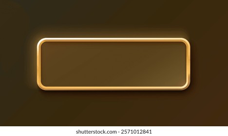 Golden frame label, event bar button, gold signboard. Vector illustration