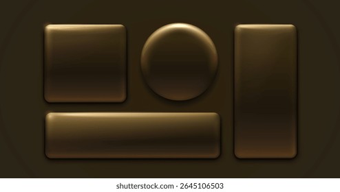 Golden frame label, event bar button signboard. Vector illustration