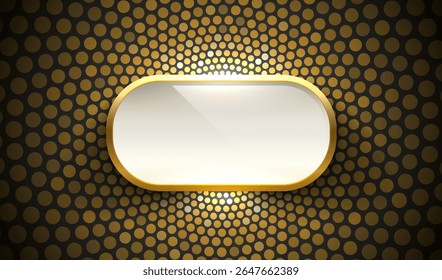 Goldenes Rahmenetikett, Event Bar Button, goldenes Schild. Vektorgrafik