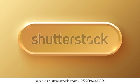 Golden frame label, event bar button, gold signboard. Vector illustration