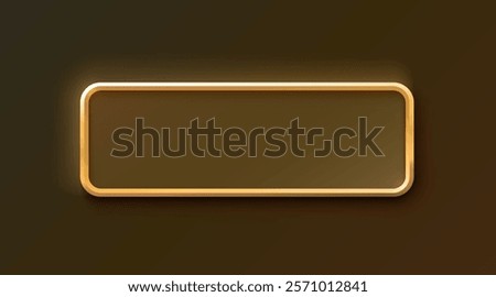 Golden frame label, event bar button, gold signboard. Vector illustration