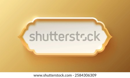 Golden frame label, event bar button, gold signboard. Vector illustration
