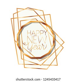 golden frame with label happy new year