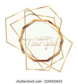 golden frame with label happy new year