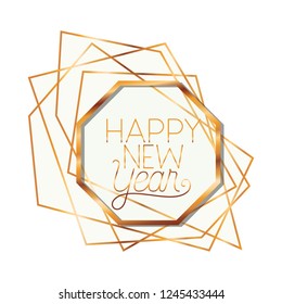 golden frame with label happy new year