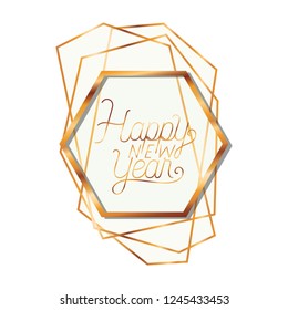 golden frame with label happy new year