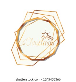 golden frame with label merry christmas
