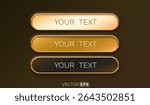 Golden frame label, set color, event bar button, gold signboard. Vector illustration