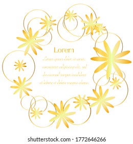 Golden frame with large and small flowers with text place