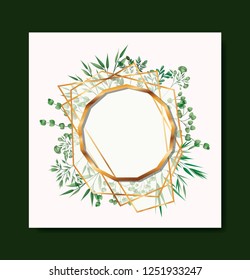 golden frame and leafs wreath