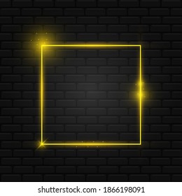 Marco dorado con efecto claro, brillo y sombra sobre fondo transparente negro. Ilustración del vector