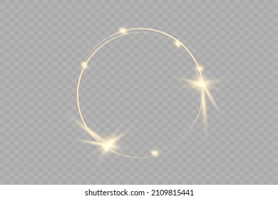 Golden frame with lights effects. isolated on black transparent background. vector illustration, eps 10