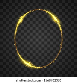 Golden frame with lights effects on transparent background