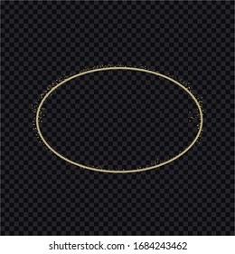 Golden frame with lights effects. Shining rectangle banner. Isolated on black transparent background. Vector illustration, eps 10 