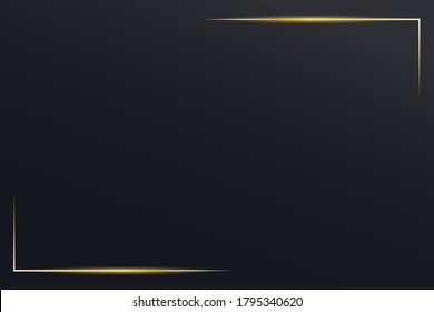 Golden frame with lights effects. Shining rectangle banner. Isolated on black transparent background. Vector illustration, eps 10
