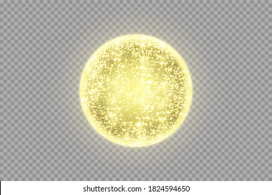 Goldener Rahmen mit Lichteffekten. Leuchtender Kreis-Banner. Einzeln auf schwarzem Hintergrund. Vektorgrafik