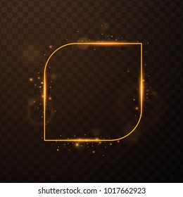 Golden frame with lights effects,Shining luxury banner vector illustration.