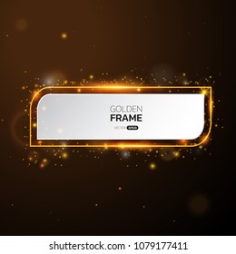 Golden frame with lights effects,Shining luxury banner vector illustration.