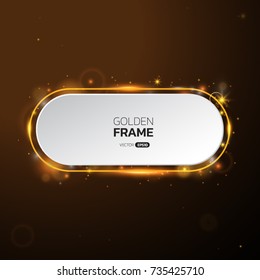 Golden frame with lights effects,Shining luxury banner vector illustration