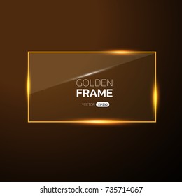 Golden frame with lights effects,Shining luxury banner vector illustration