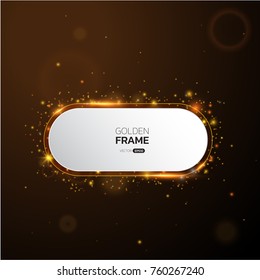 Golden frame with lights effects,Shining luxury banner vector illustration

