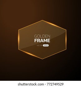 Golden frame with lights effects,Shining luxury banner vector illustration