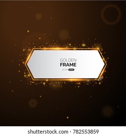 Golden frame with lights effects,Shining luxury banner vector illustration 