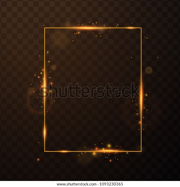 金色の枠とライトエフェクト 輝く高級バナーベクターイラスト のベクター画像素材 ロイヤリティフリー