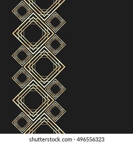 Golden frame in luxury style. Seamless border for design. Black and gold background. Noble card with place for text.