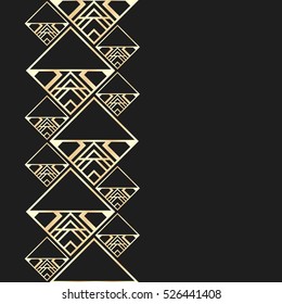 Golden frame in luxury style. Seamless border for design. Black and gold background. Art Deco ornament.