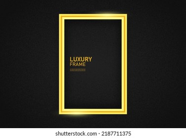 Golden Frame Mockup On A Black Background. Luxury Golden Mockup Portrait Background.