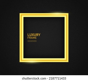 Golden Frame Mockup On A Black Background. Luxury Golden Mockup Square Background.