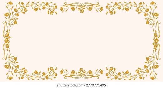 Golden frame, monogram, classical arcitecture decor. Design element for frame, mirror, pattern, border. Page, book decoration. Baroque decor border, ornament.