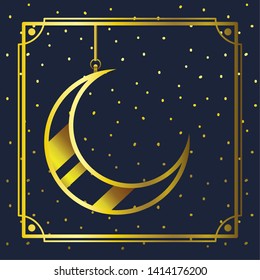 golden frame with moon crescent hanging
