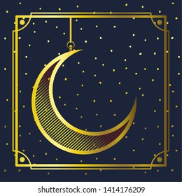 golden frame with moon crescent hanging
