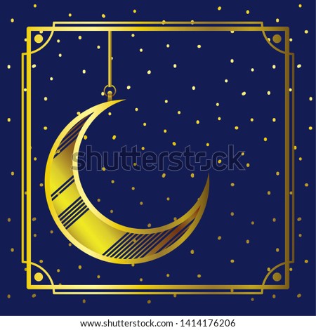 golden frame with moon crescent hanging