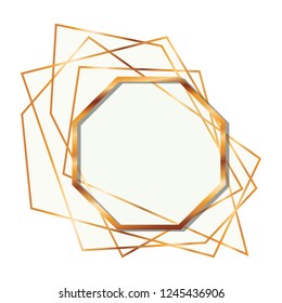 golden frame octagon isolated icon