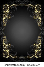 Golden frame on a black background